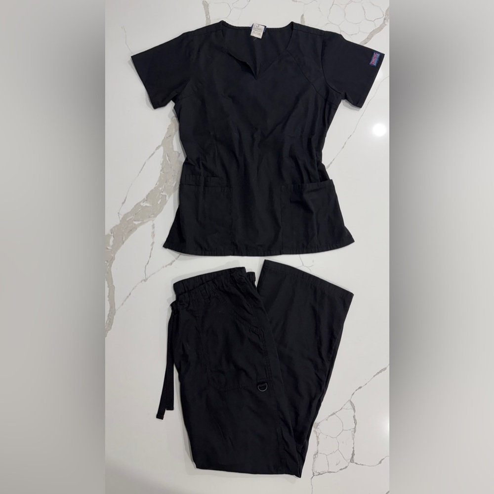 Black Scrub Top and Pants Set